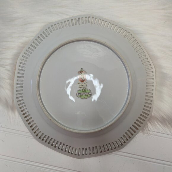 Vintage Schumann Bavaria Melrose Bold Roses Pierced Plate 11" Platter Germany - Picture 4 of 6